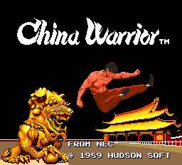 China Warrior title screen for TurboGrafx-16
